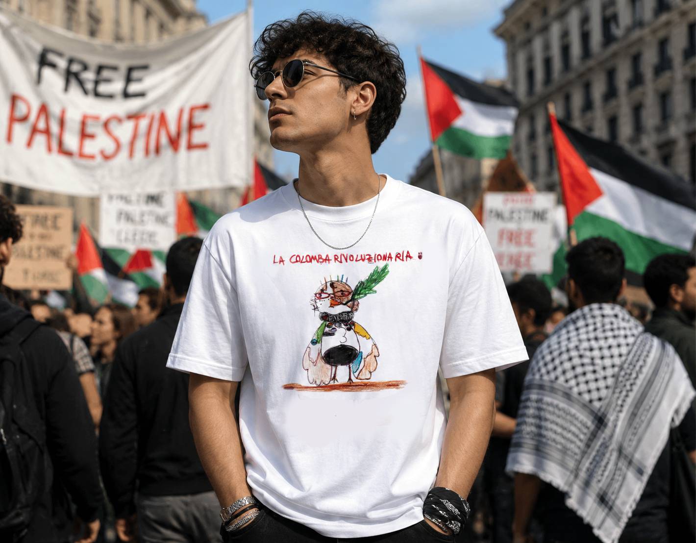 T-shirt "LA COLOMBA RIVOLUZIONARIA" - Graphic by Giuly