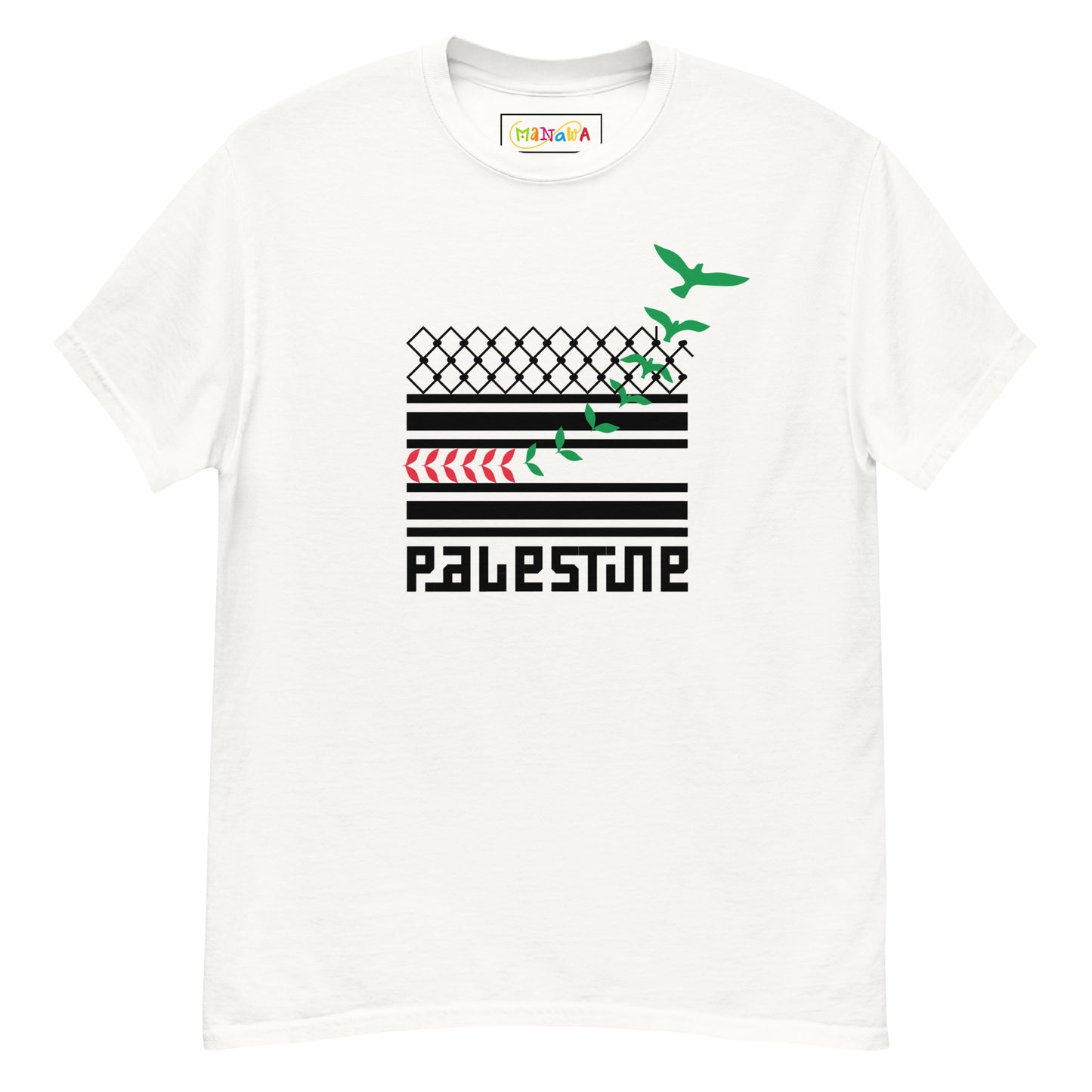 T-shirt Bianca da Uomo FREE PALESTINE