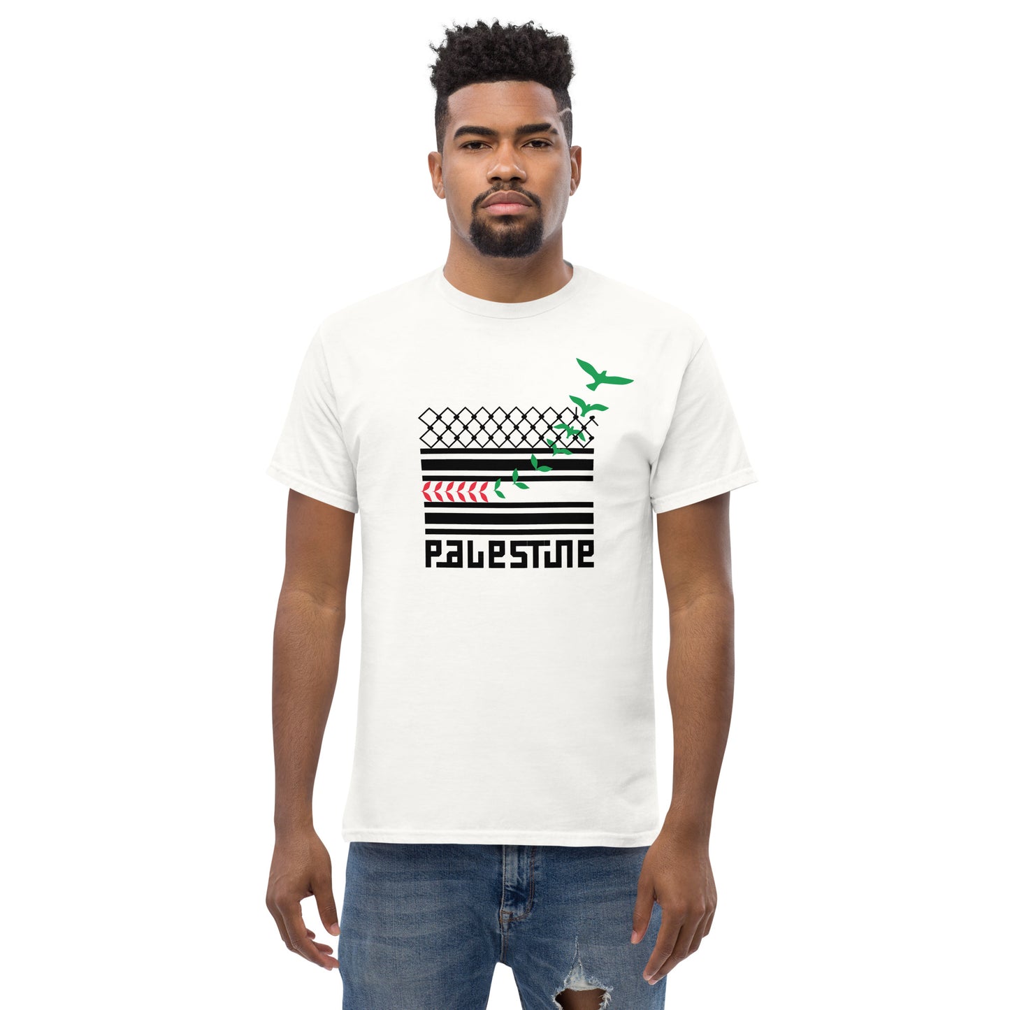 T-shirt Bianca da Uomo FREE PALESTINE