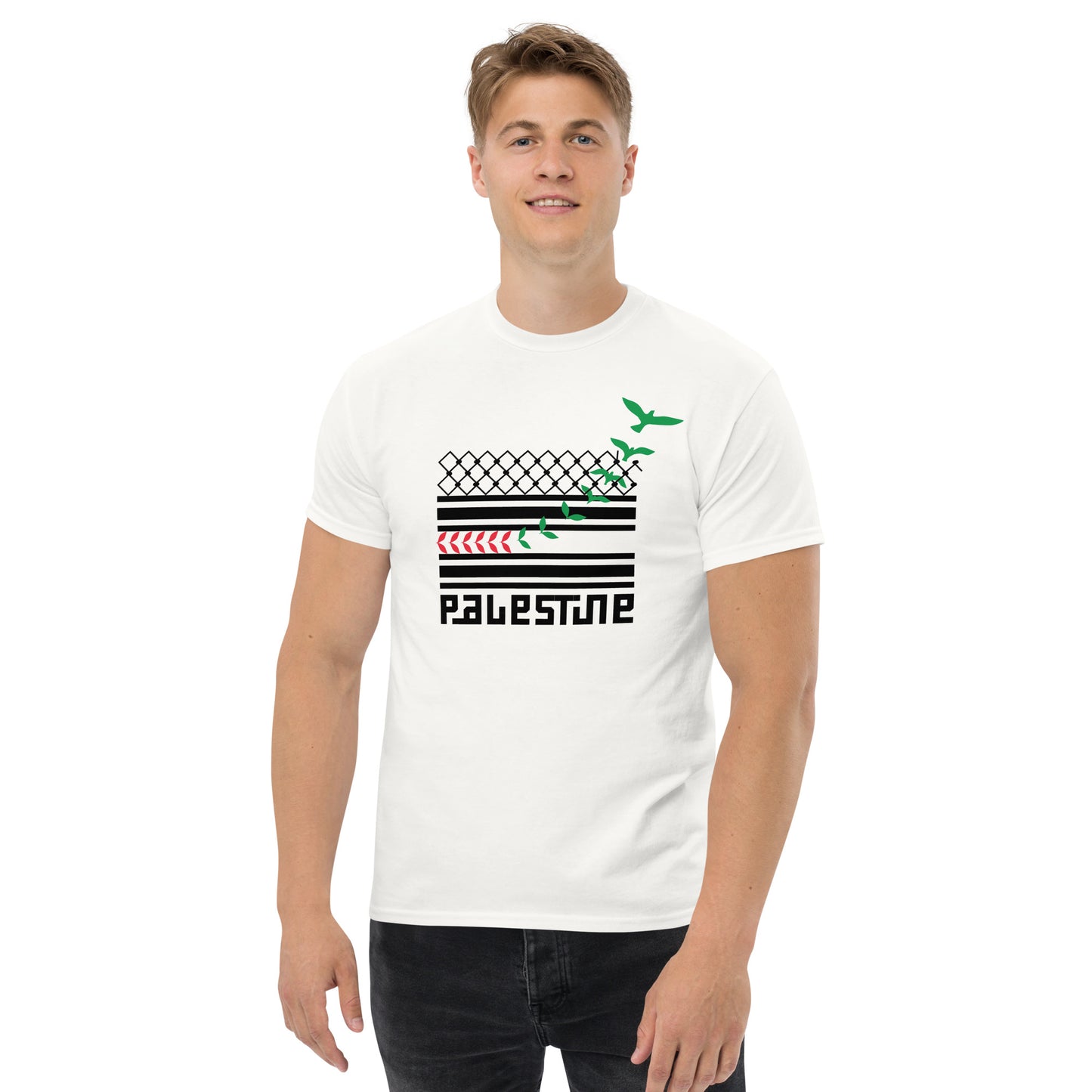 T-shirt Bianca da Uomo FREE PALESTINE